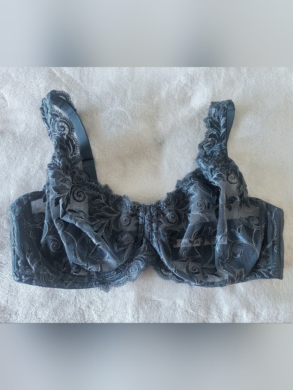 Soma Blue Gray Sensous Lace Sheer UnLined Bra 38C